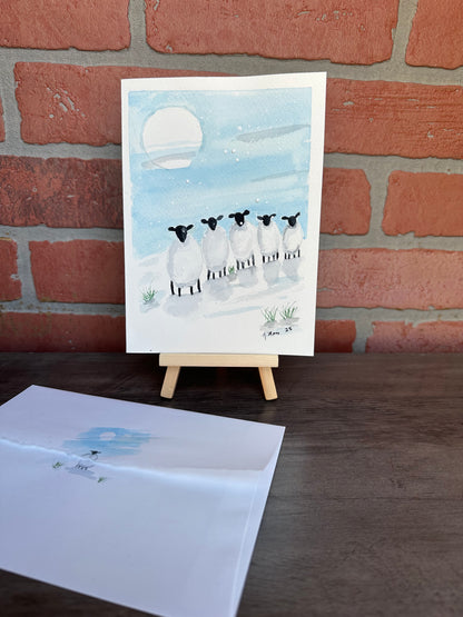 Snow Falling on Sheep