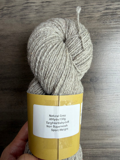 Targhee/Babydoll Natural Grey Sport Weight