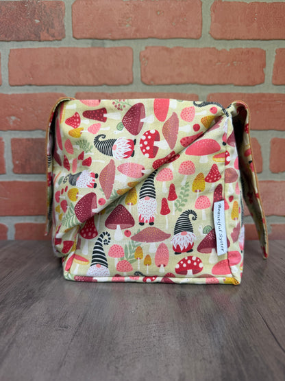 Mushroom Gnome Heather Bag with Fingering weight/Sport weight minis